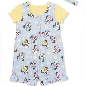 Disney Minnie Mouse Baby Girl Shortall and Tee Outfit Set - 12 months